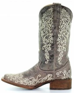 Corral Women's Brown Crater Embroidered Cowgirl Boots - Square Toe -Corral Boots Shop 0450P9 41 LT