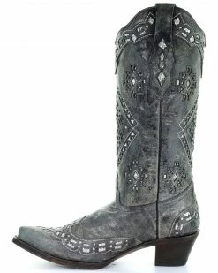 Corral Women's Glitter Inlay Western Boots Black Distressed 11 Corral Women's Glitter Inlay Western Boots Black Distressed -Corral Boots Shop 0455H3 VL LT