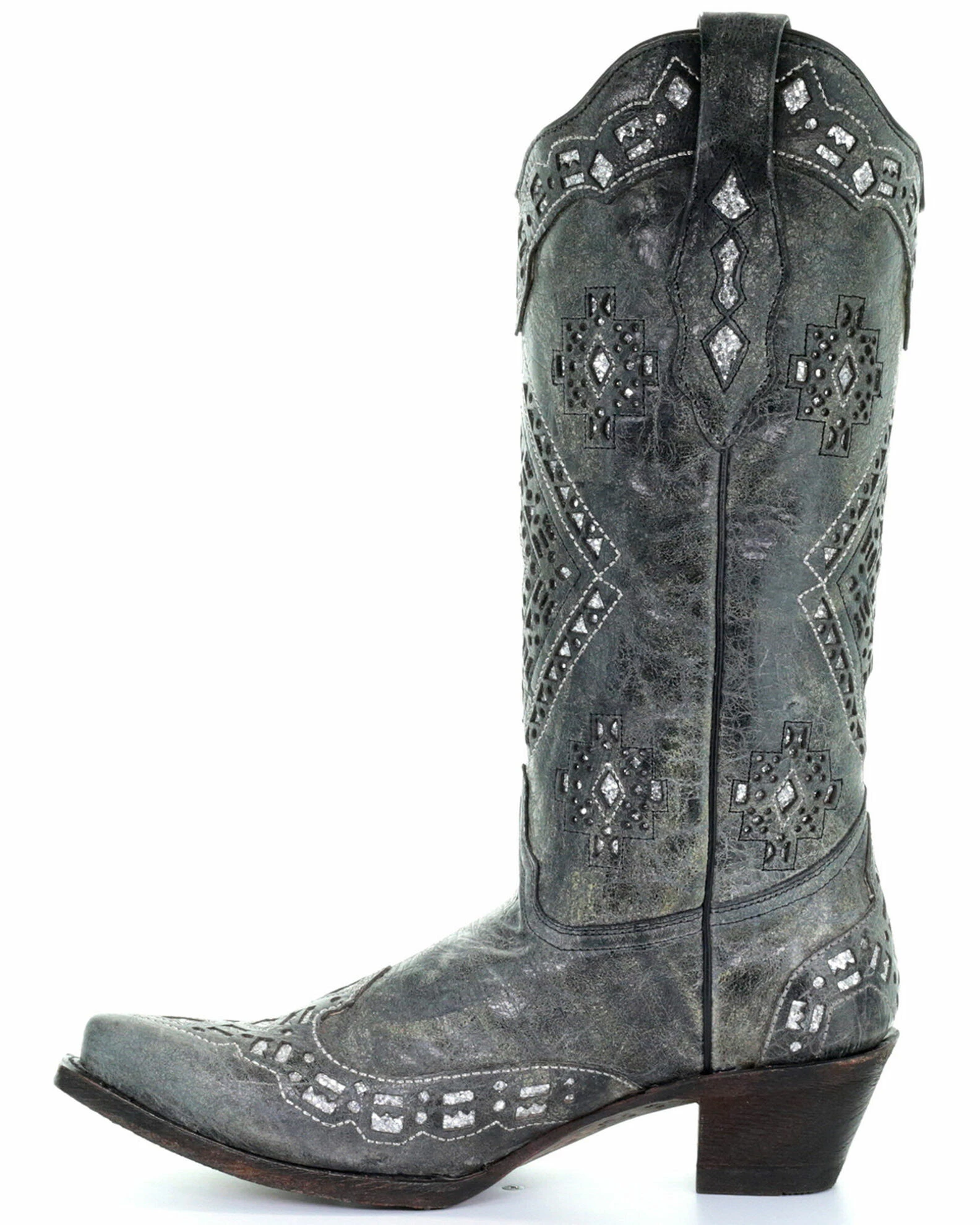 Corral Women's Glitter Inlay Western Boots Black Distressed 5 Corral Women's Glitter Inlay Western Boots Black Distressed - Image 3