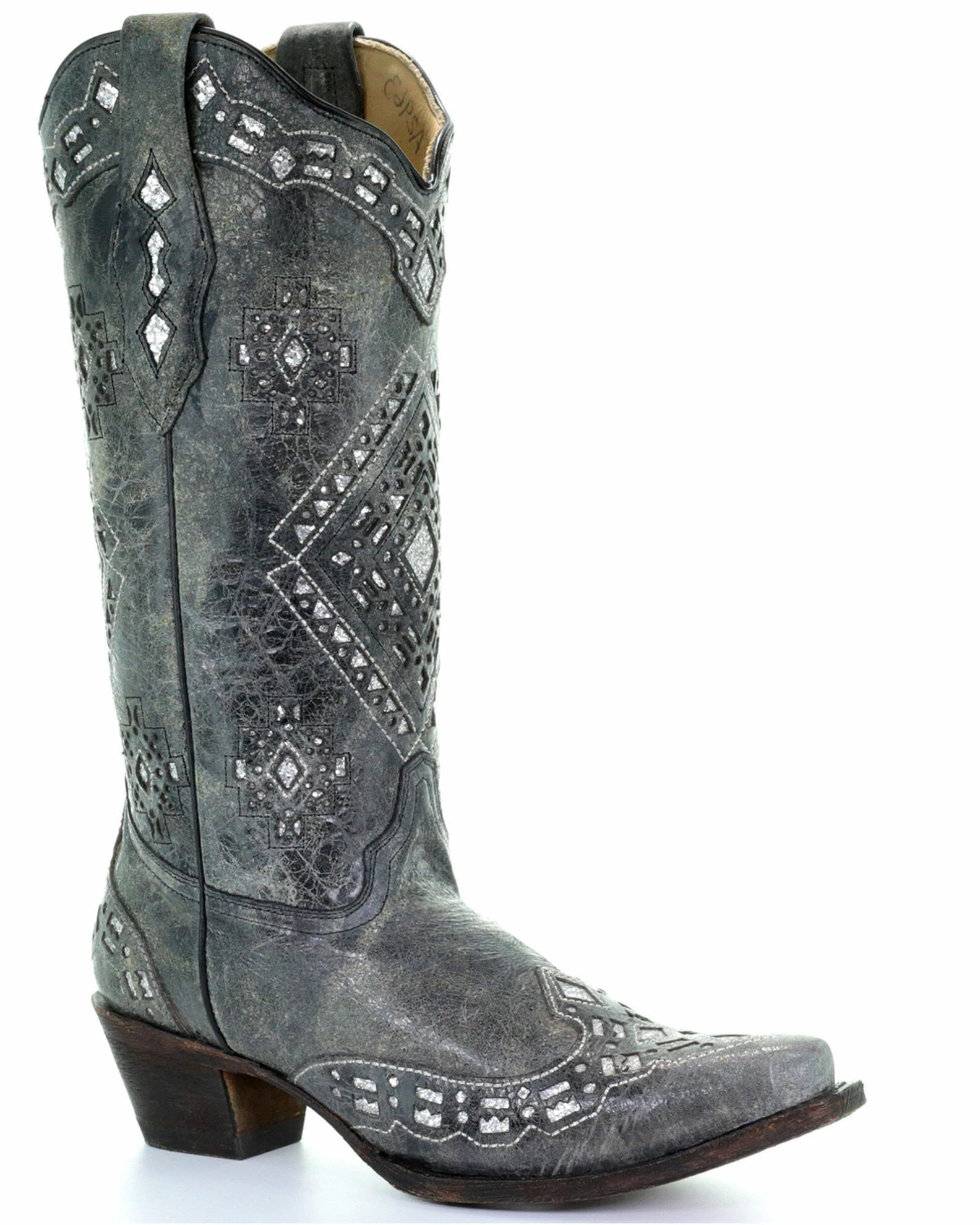 Corral Women's Glitter Inlay Western Boots Black Distressed 3 Corral Women's Glitter Inlay Western Boots Black Distressed