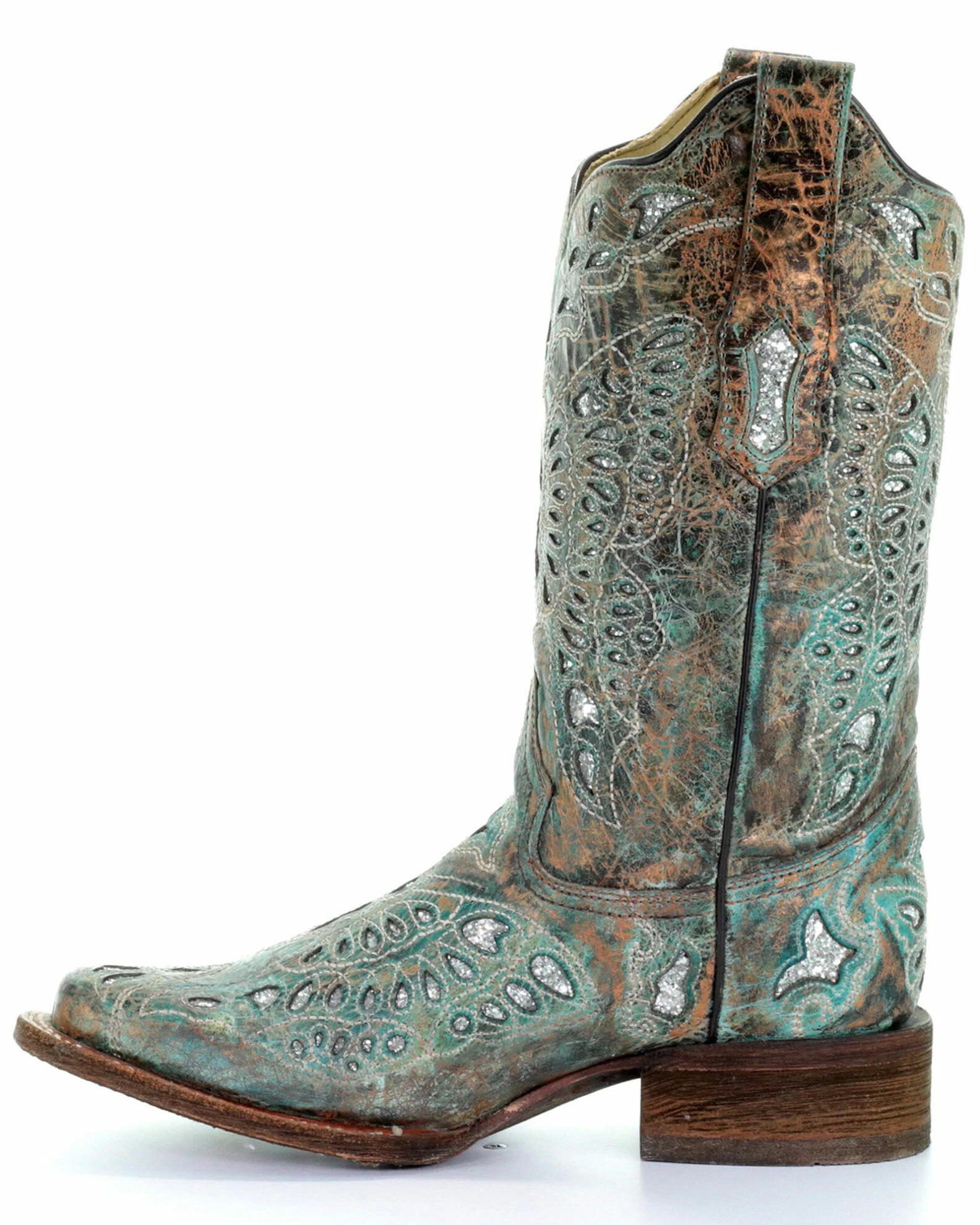 Corral Women's Metallic Bronze Glitter Butterfly Cowgirl Boots - Square Toe 5 Corral Women's Metallic Bronze Glitter Butterfly Cowgirl Boots - Square Toe - Image 3
