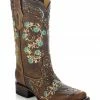 Corral Women's Studded Floral Embroidery Cowgirl Boots - Square Toe