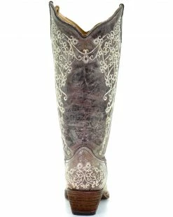 Corral Brown Crater With Bone Embroidery Cowgirl Boots - Snip Toe For Women's -Corral Boots Shop 045S76 41 BK