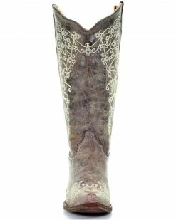 Corral Brown Crater With Bone Embroidery Cowgirl Boots - Snip Toe For Women's -Corral Boots Shop 045S76 41 FT