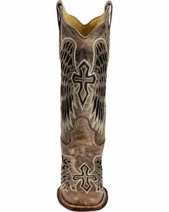 Corral Black Sequin Wing & Cross Inlay Cowgirl Boots - Square Toe For Women's -Corral Boots Shop 045U62 89 FT