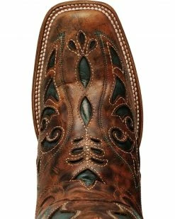 Corral Women's Square Toe Inlay Western Boots Cognac -Corral Boots Shop 045U70 38 TP