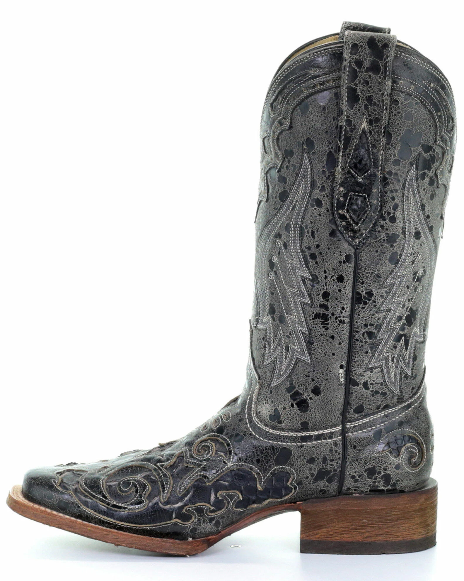 Corral Vintage Black Python Inlay Cowgirl Boots - Square Toe For Women's 5 Corral Vintage Black Python Inlay Cowgirl Boots - Square Toe For Women's - Image 3