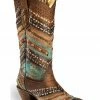 Corral Brown & Turquoise Embroidery And Studs Cowgirl Boots - Snip Toe For Women's 1 Corral Brown & Turquoise Embroidery And Studs Cowgirl Boots - Snip Toe For Women's -Corral Boots Shop 2000213319 200 P1