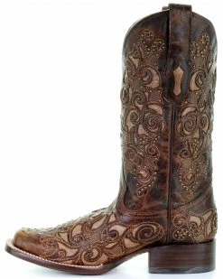 Corral Women's Embroidered Stud Inlay Western Boots Brown -Corral Boots Shop 2000213351 200 LT