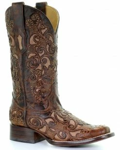 Corral Women's Embroidered Stud Inlay Western Boots Brown -Corral Boots Shop 2000213351 200 P1 1
