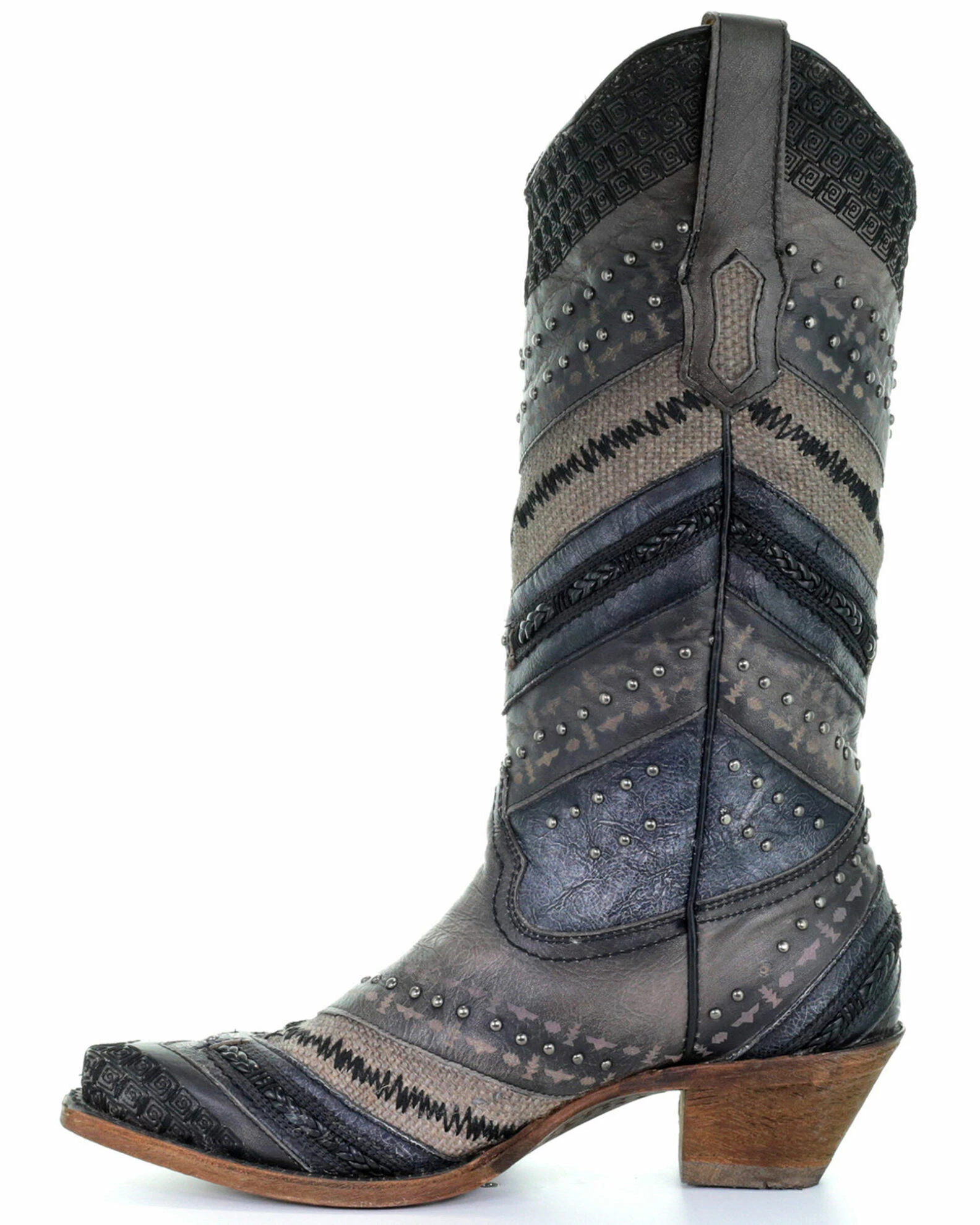 Corral Women's Embroidery And Stud Accent Boots - Snip Toe Grey 5 Corral Women's Embroidery And Stud Accent Boots - Snip Toe Grey - Image 3