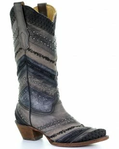 Corral Women's Embroidery And Stud Accent Boots - Snip Toe Grey 13 Corral Women's Embroidery And Stud Accent Boots - Snip Toe Grey -Corral Boots Shop 2000213400 020 P1 1