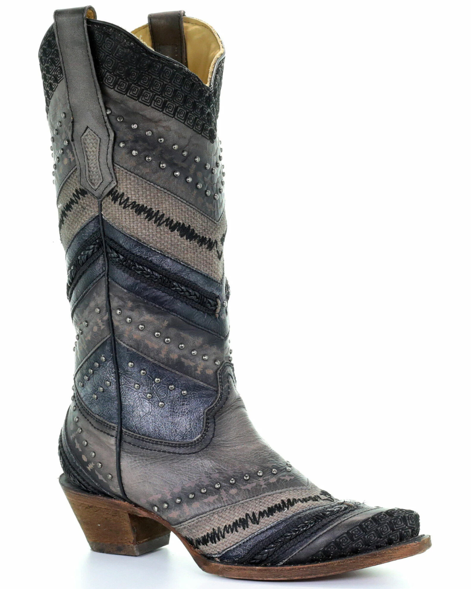 Corral Women's Embroidery And Stud Accent Boots - Snip Toe Grey 3 Corral Women's Embroidery And Stud Accent Boots - Snip Toe Grey