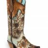 Corral Women's Floral Overlay And Studs Snip Toe Western Boots Brown -Corral Boots Shop 2000214119 200 P1