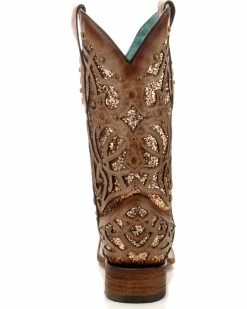 Corral Women's Orix Glitter Inlay & Studded Cowgirl Boots - Square Toe -Corral Boots Shop 2000229513 200 BK