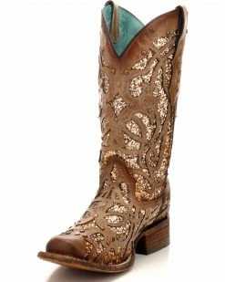Corral Women's Orix Glitter Inlay & Studded Cowgirl Boots - Square Toe -Corral Boots Shop 2000229513 200 D1