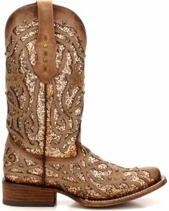 Corral Women's Orix Glitter Inlay & Studded Cowgirl Boots - Square Toe -Corral Boots Shop 2000229513 200 RT