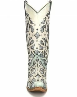 Corral Women's White Turquoise Glitter Chameleon Sun Boots - Snip Toe  -Corral Boots Shop 2000237668 100 P4