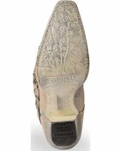 Corral Women's White Floral Overlay Embroidered Stud And Crystals Cowgirl Boots - Snip Toe -Corral Boots Shop 2000237672 100 BM
