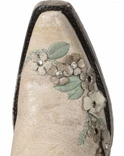 Corral Women's White Floral Overlay Embroidered Stud And Crystals Cowgirl Boots - Snip Toe -Corral Boots Shop 2000237672 100 TP