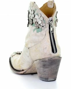 Corral Women's White Floral Overlay Booties - Round Toe  -Corral Boots Shop 2000253486 100 D4