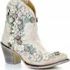 Corral Women's White Floral Overlay Booties - Round Toe  -Corral Boots Shop 2000253486 100 P1
