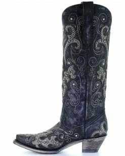 Corral Women's Tall Studded Overlay & Crystals Cowgirl Boots - Snip Toe -Corral Boots Shop 2000253796 001 LT