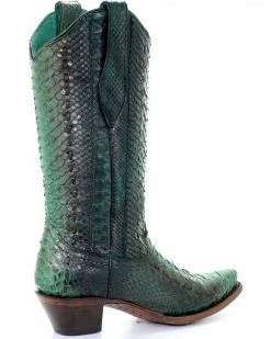 Corral Women's Turquoise Full Python Woven Cowgirl Boots - Snip Toe -Corral Boots Shop 2000253807 440 D2