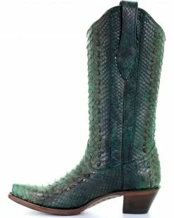 Corral Women's Turquoise Full Python Woven Cowgirl Boots - Snip Toe -Corral Boots Shop 2000253807 440 LT