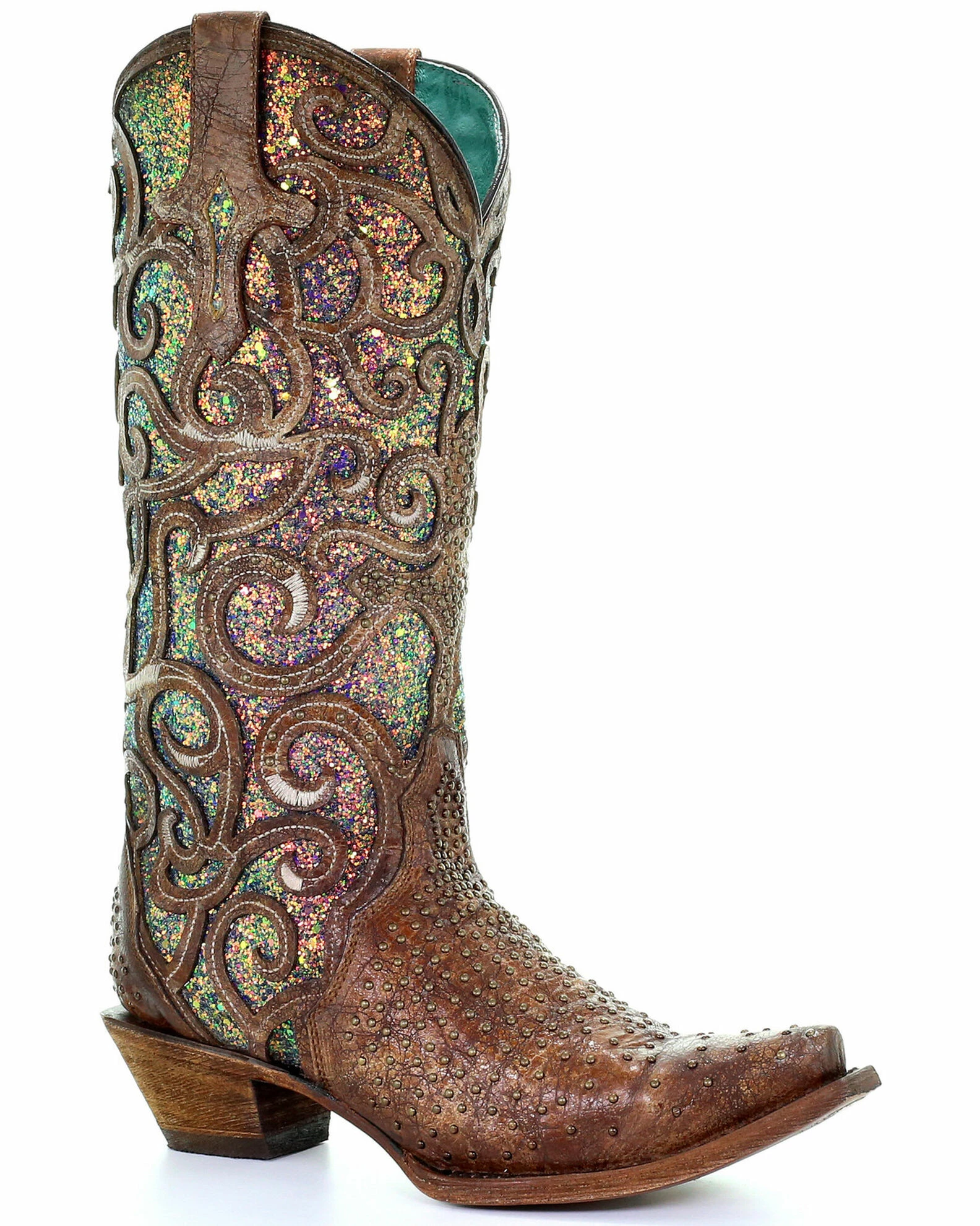 Corral Women's Cognac Glitter Inlay Western Boots - Snip Toe 3 Corral Women's Cognac Glitter Inlay Western Boots - Snip Toe