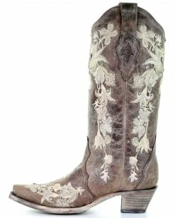 Corral Women's Flower Embroidery Western Boots - Snip Toe 9 Corral Women's Flower Embroidery Western Boots - Snip Toe -Corral Boots Shop 2000275620 205 P3