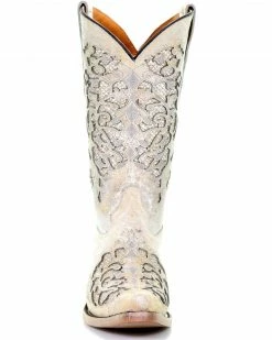 Corral Girls' White Glitter Inlay Boots - Snip Toe -Corral Boots Shop 2000276657 100 P4
