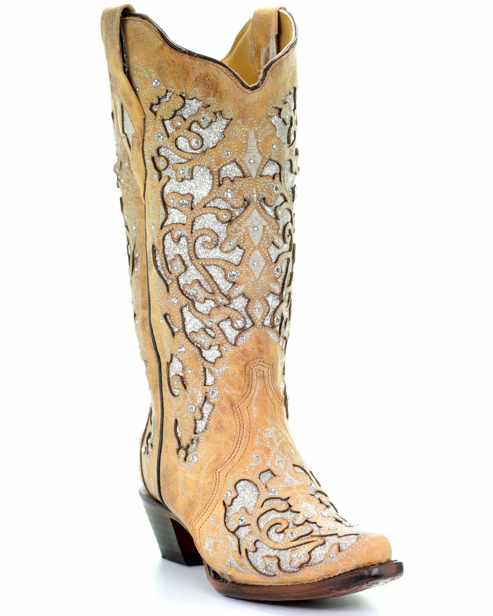 Corral Women's Glitter Floral Inlay Western Boots - Snip Toe 3 Corral Women's Glitter Floral Inlay Western Boots - Snip Toe
