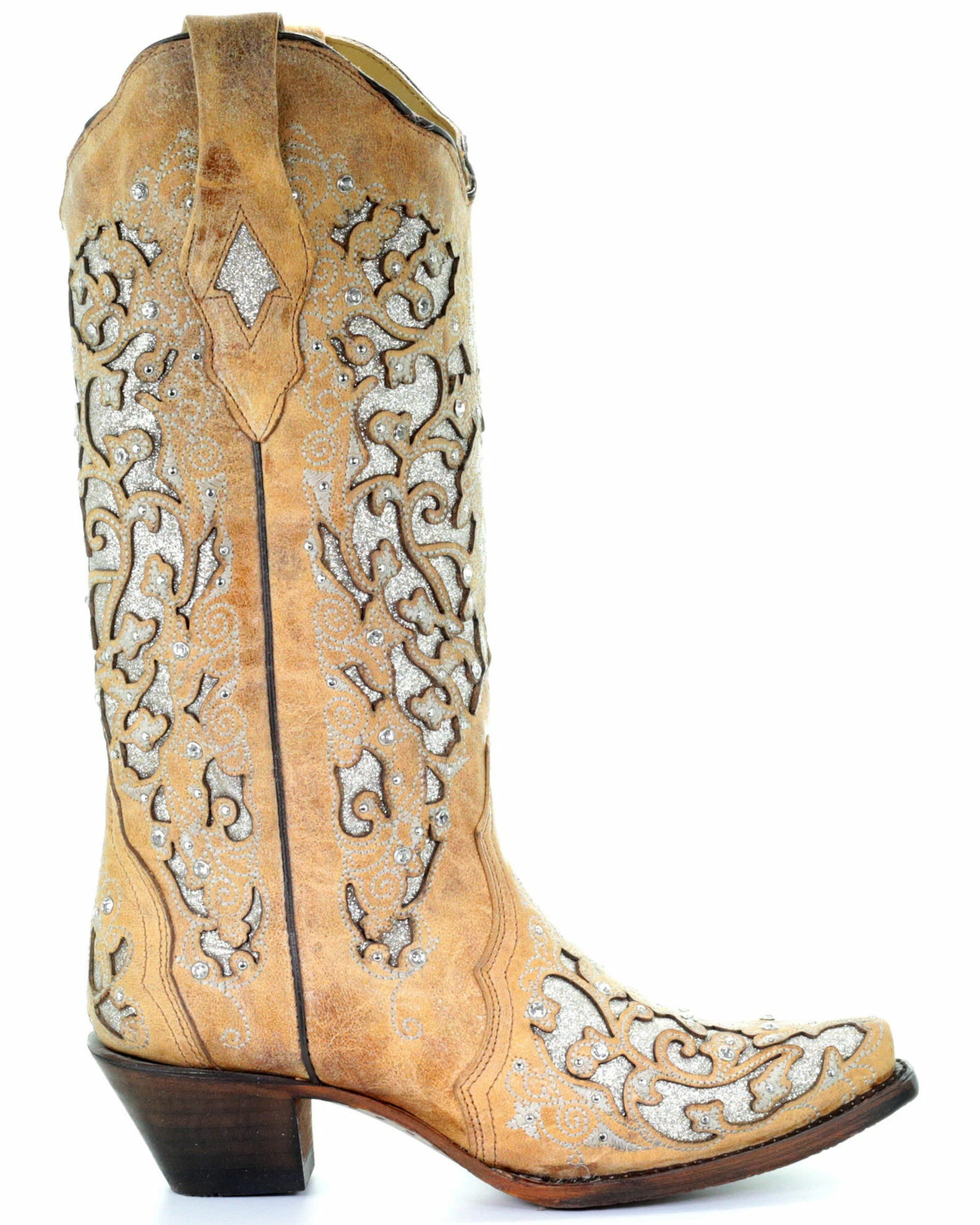 Corral Women's Glitter Floral Inlay Western Boots - Snip Toe 4 Corral Women's Glitter Floral Inlay Western Boots - Snip Toe - Image 2