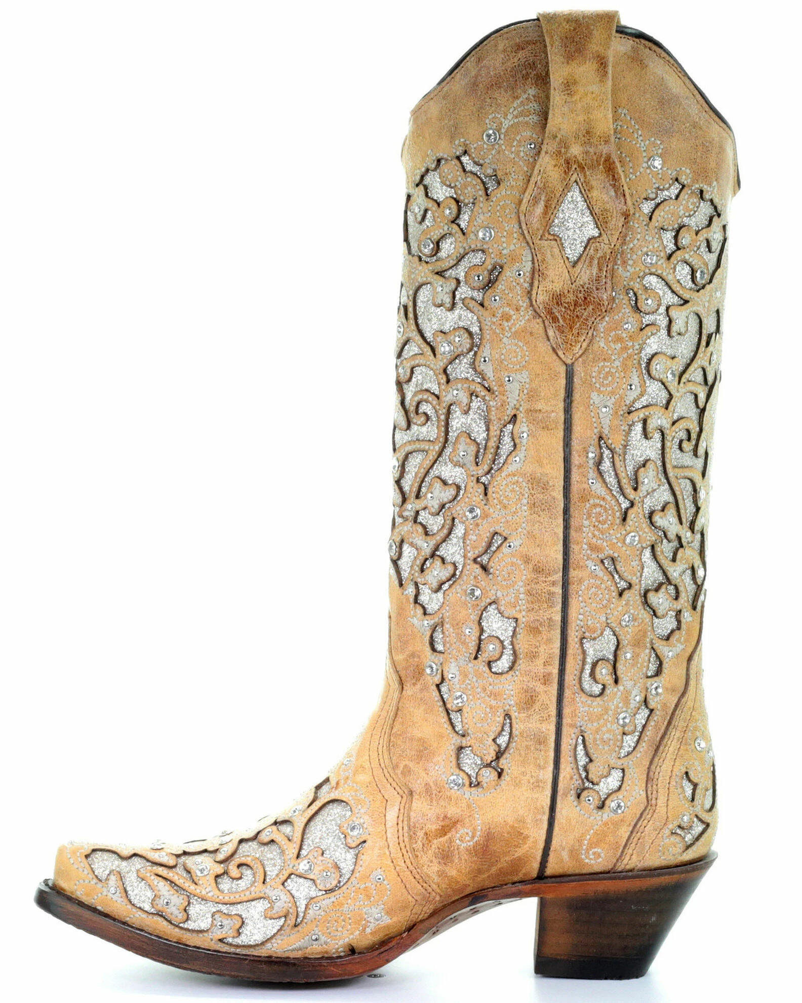 Corral Women's Glitter Floral Inlay Western Boots - Snip Toe 5 Corral Women's Glitter Floral Inlay Western Boots - Snip Toe - Image 3