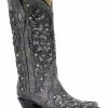 Corral Women's Grey Inlay Flower Embroidery Western Boots - Snip Toe -Corral Boots Shop 2000279054 001 P1