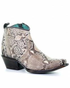 Corral Women's Natural Python Fashion Booties - Snip Toe Brown -Corral Boots Shop 2000280085 200 P1 1