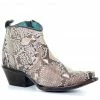 Corral Women's Natural Python Fashion Booties - Snip Toe Brown