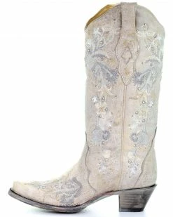 Corral Women's White Floral Embroidered Western Boots - Snip Toe 9 Corral Women's White Floral Embroidered Western Boots - Snip Toe -Corral Boots Shop 2000288044 100 P3