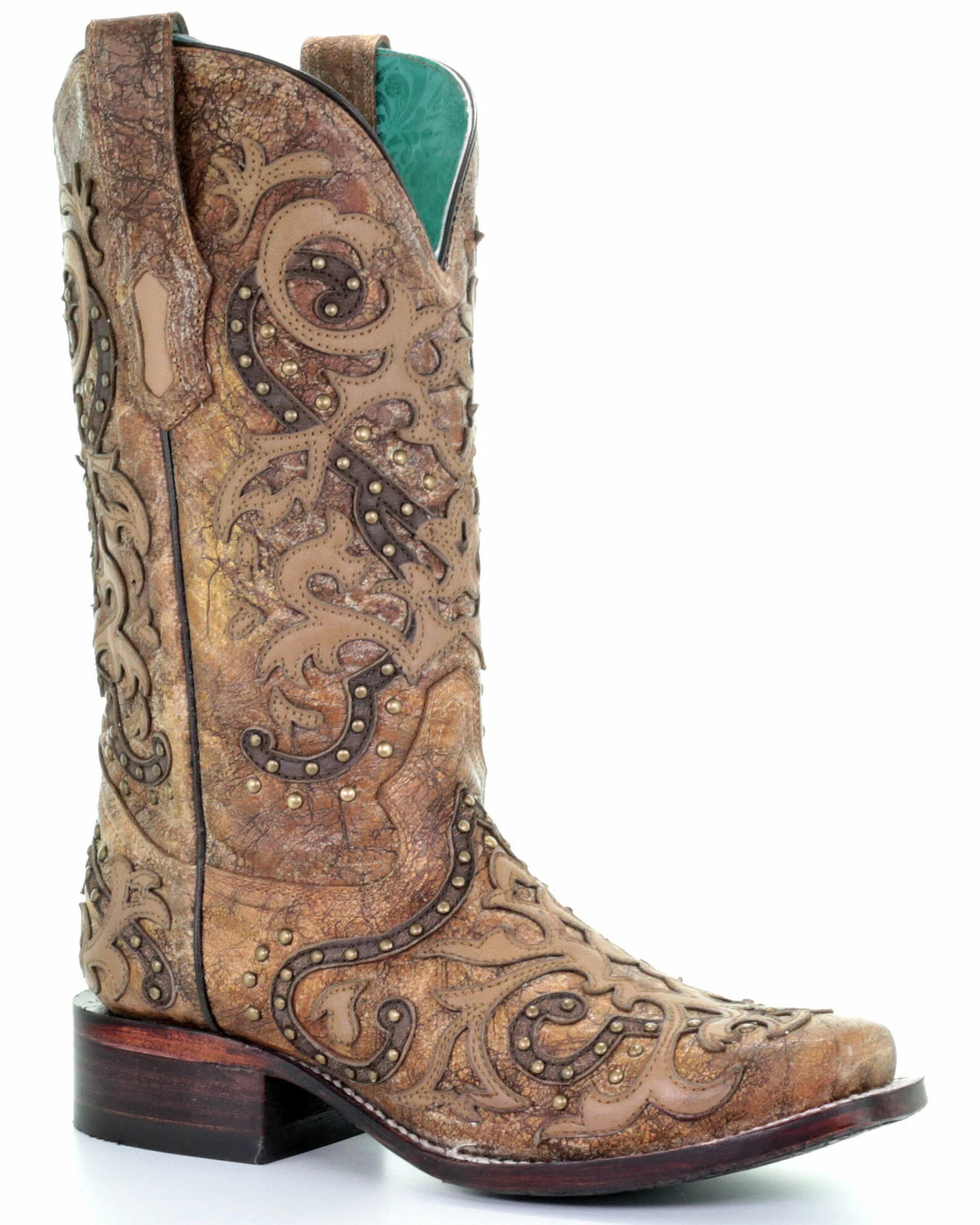 Corral Women's Brown Overlay Western Boots - Square Toe 3 Corral Women's Brown Overlay Western Boots - Square Toe