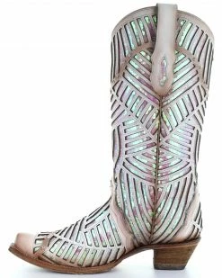 Corral Women's White Bright Inlay Western Boots - Snip Toe -Corral Boots Shop 2000288136 100 P3