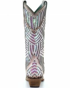 Corral Women's White Bright Inlay Western Boots - Snip Toe -Corral Boots Shop 2000288136 100 P4