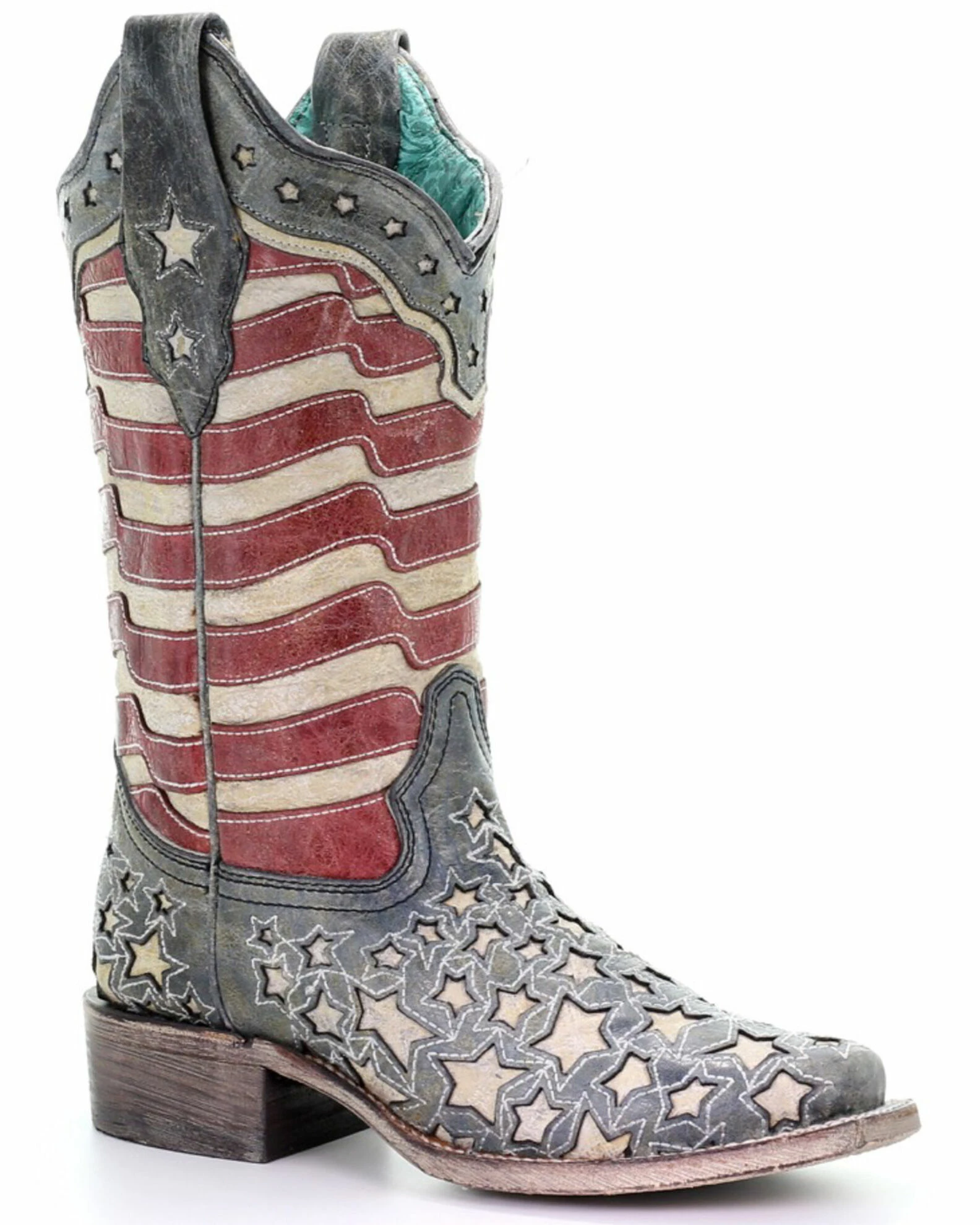 Corral Women's Blue Jeans Stars & Stripes Western Boots - Square Toe 3 Corral Women's Blue Jeans Stars & Stripes Western Boots - Square Toe