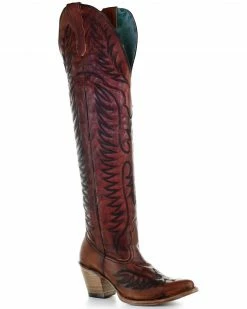 Corral Women's Embroidered Leather Tall Western Boots - Round Toe
