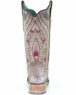 Corral Women's Taupe Flowered Embroidery Western Boots - Square Toe 10 Corral Women's Taupe Flowered Embroidery Western Boots - Square Toe -Corral Boots Shop 2000288146 251 P4