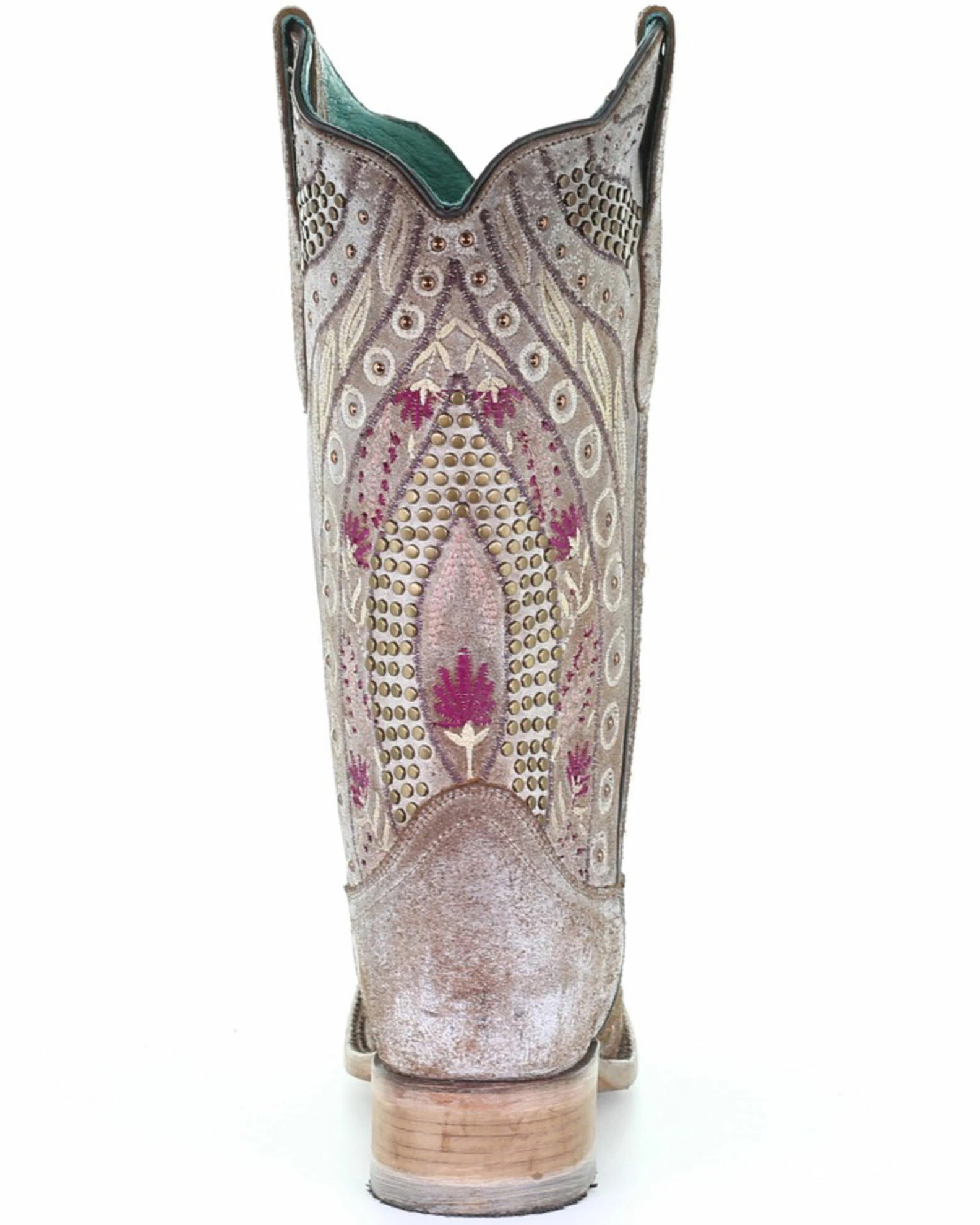Corral Women's Taupe Flowered Embroidery Western Boots - Square Toe 6 Corral Women's Taupe Flowered Embroidery Western Boots - Square Toe - Image 4