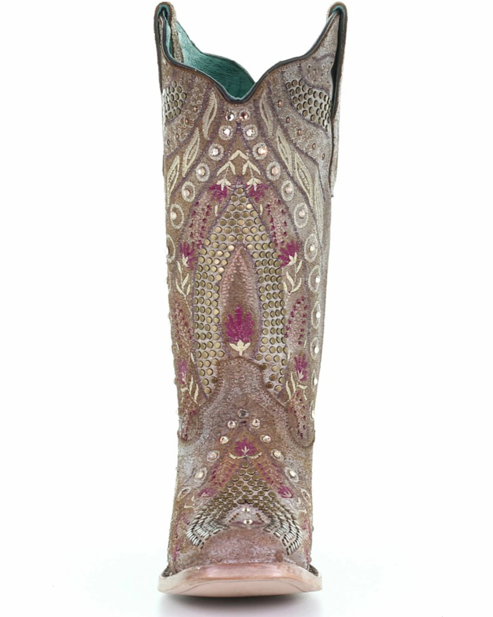 Corral Women's Taupe Flowered Embroidery Western Boots - Square Toe 7 Corral Women's Taupe Flowered Embroidery Western Boots - Square Toe - Image 5