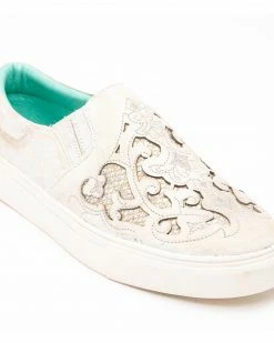Corral Women's Embroidered Glitter Inlay Sneakers White