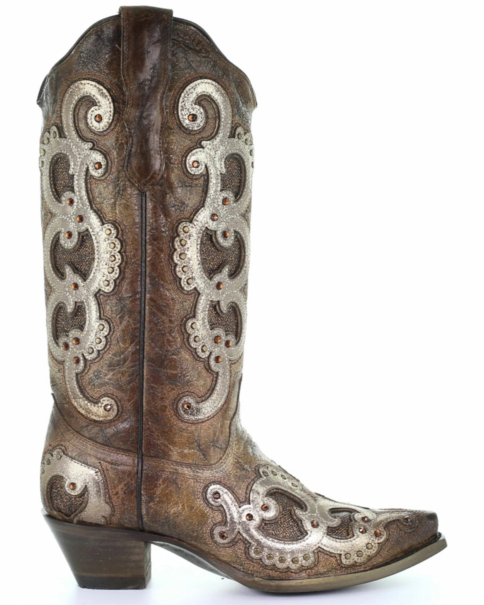 Corral Women's Grey Overlay Western Boots - Snip Toe Brown 4 Corral Women's Grey Overlay Western Boots - Snip Toe Brown - Image 2