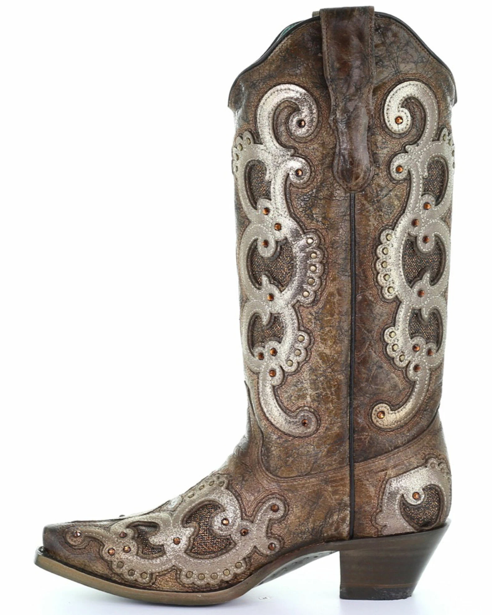 Corral Women's Grey Overlay Western Boots - Snip Toe Brown 5 Corral Women's Grey Overlay Western Boots - Snip Toe Brown - Image 3
